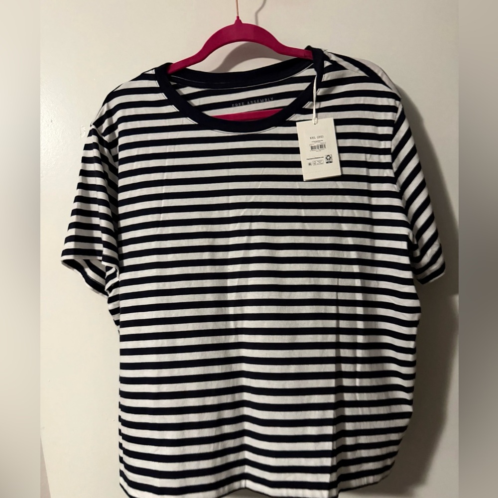 Free Assembly Striped Black and White Crewneck Tee